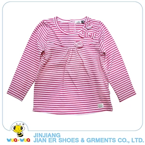 Custom design 0-24M long sleeve stripe baby girls shirt