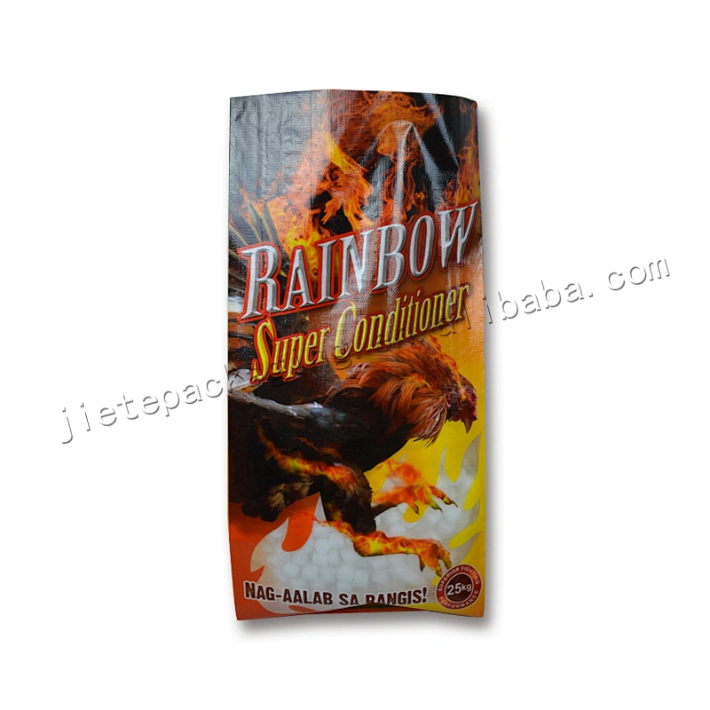 Customized transparent plastic printed and laminated pp woven feed bag for chicken,cow,sheep,horse