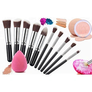 10 Pc private label makeup brush sponge kit
