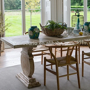 European vintage table & reclaimed wood table top solid wood dinning table set & slabs