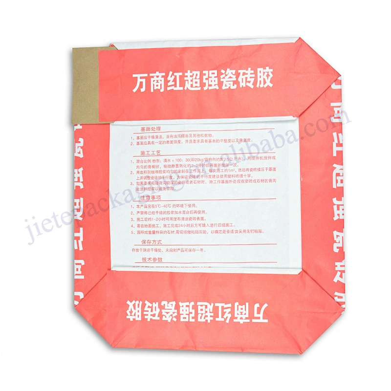 20kg self-closed stand up multilayer kraft paper cement bag for gypsum, glue powder