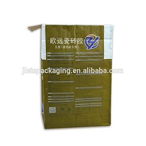 50kg 20kg kraft paper valve bag block bottom with colorful printing for packing putty, tile adhesive