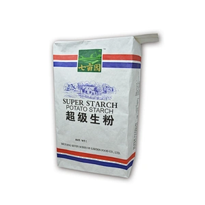 White kraft paper valve bag packing potato starch packing for wholesale
