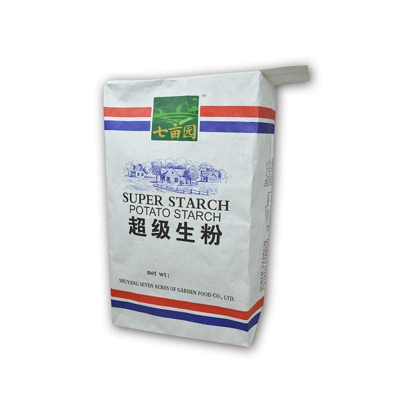 White kraft paper valve bag packing potato starch packing for wholesale