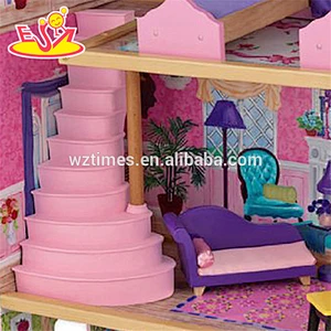 Venta al por mayor 16 piezas de muebles para bebés de madera casa de muñecas hermosa casa de muñecas de madera para bebés W06A232