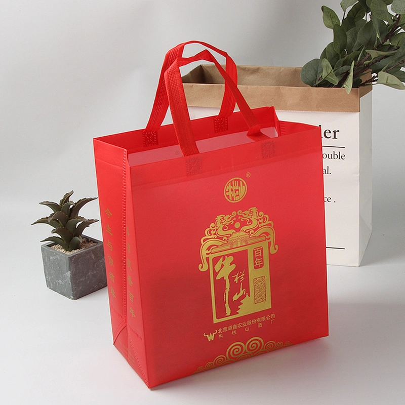 Supply professional red foldable reusable pp non woven tote shopping bag