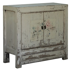 asian chinese antique reclaimed bleached wood painting furniture drawer storage