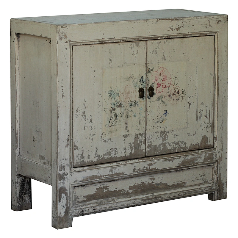 asian chinese antique reclaimed bleached wood painting furniture drawer storage