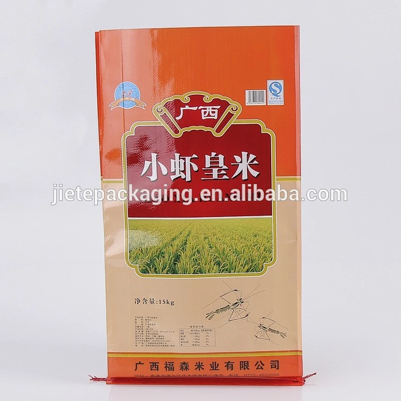 Transparent pp woven samll bag with printing and lamination for packaging rice, maize flour, sugar, salt 15kg 25kg