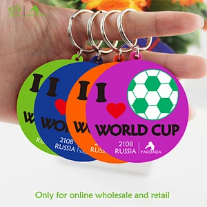 2018 color football pattern soft PVC keychain, round convenient, high quality and beautiful keyring in stock.