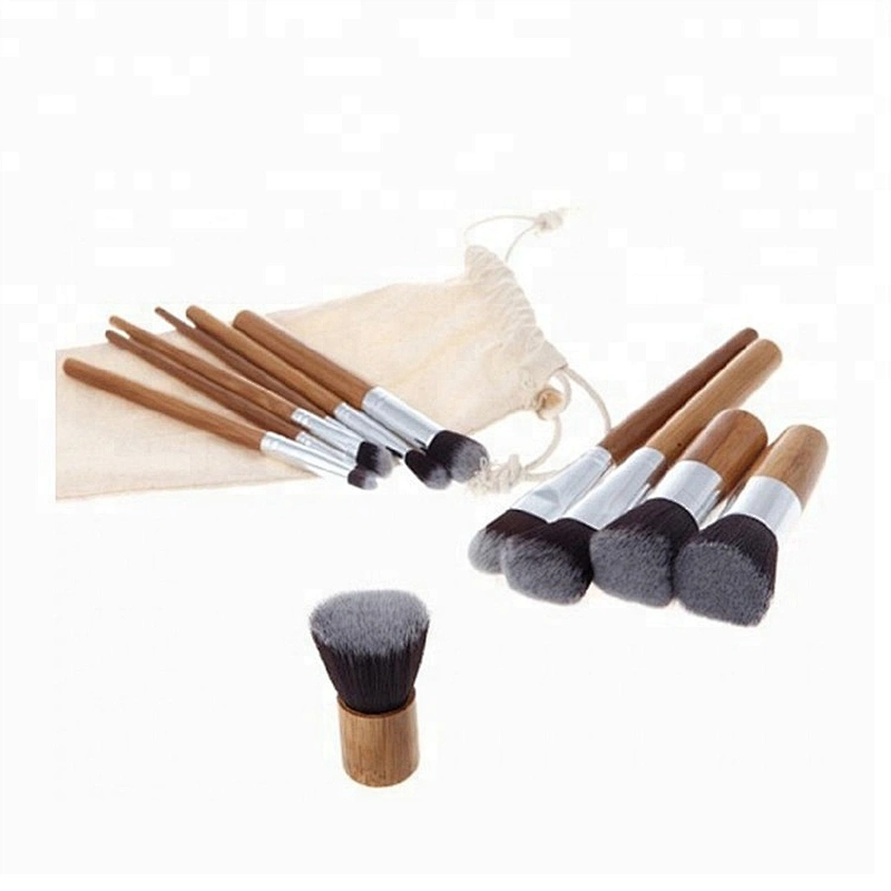 Personalised 11 Pieces Natural Factory Price Cosmetic Brush Set Wood Brush Kit Wooden Makeup Brush Manufacturers China