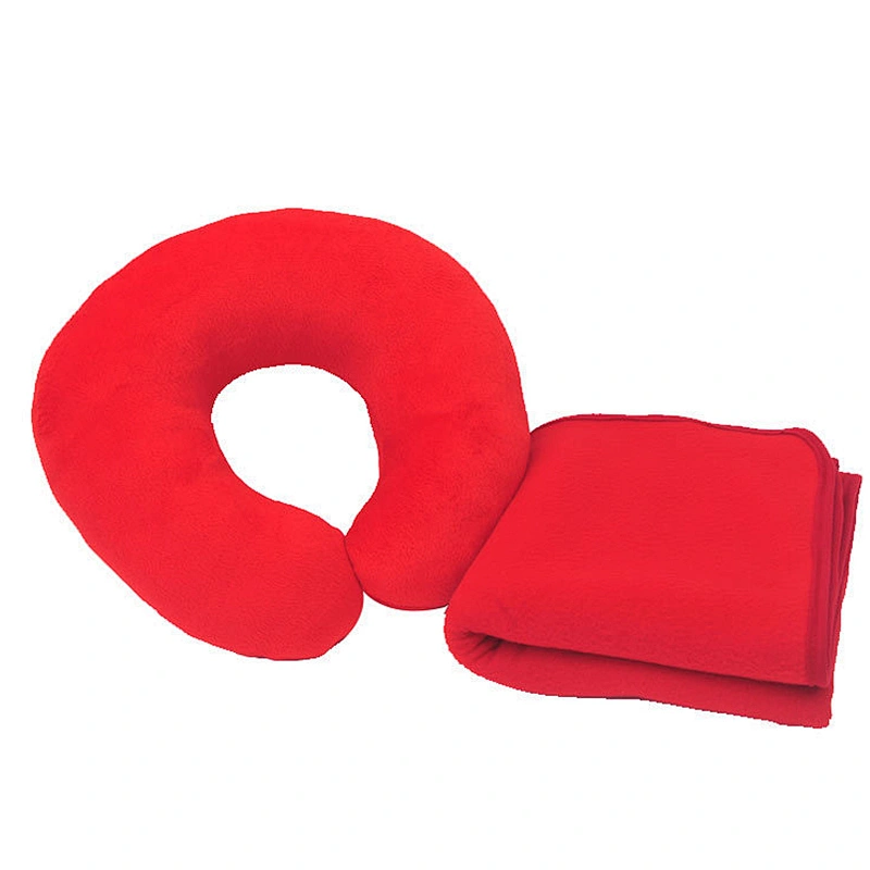 Blanket and Pillow Travel Set Comfortable Neck Support Durable U Shaped Pillow Double-sided Polyester Plush Soft Blanket Gifts
