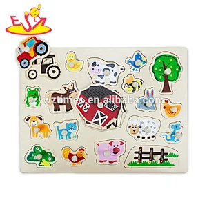 2018 Wholesale new wood material educational knob puzzles 3d wood puzzles for baby W14M145