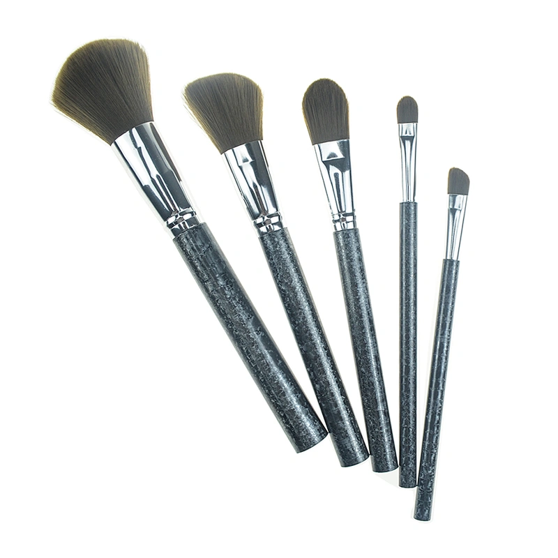 High quality 5pcs electroplate plastic handle powder foundation concealer eyeshadow face makeup brush set