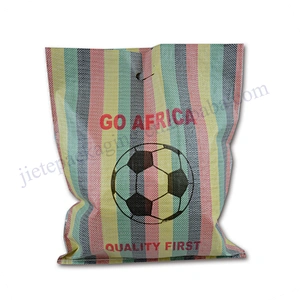 Colorstripe pp woven shopping bag export Dubai,Africa with D cut handle