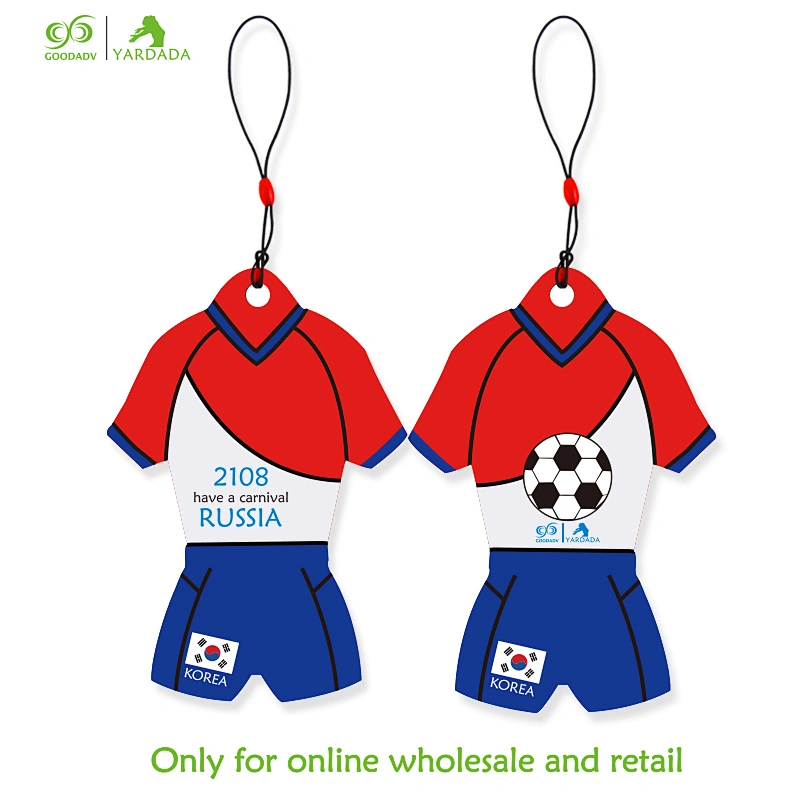 Korea novelty T-shirt shape football cup 2018 promotional item souvenir hanging absorbent paper car air freshener in stock