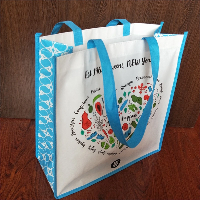 Custom colored printing pp woven plastic shopping bag