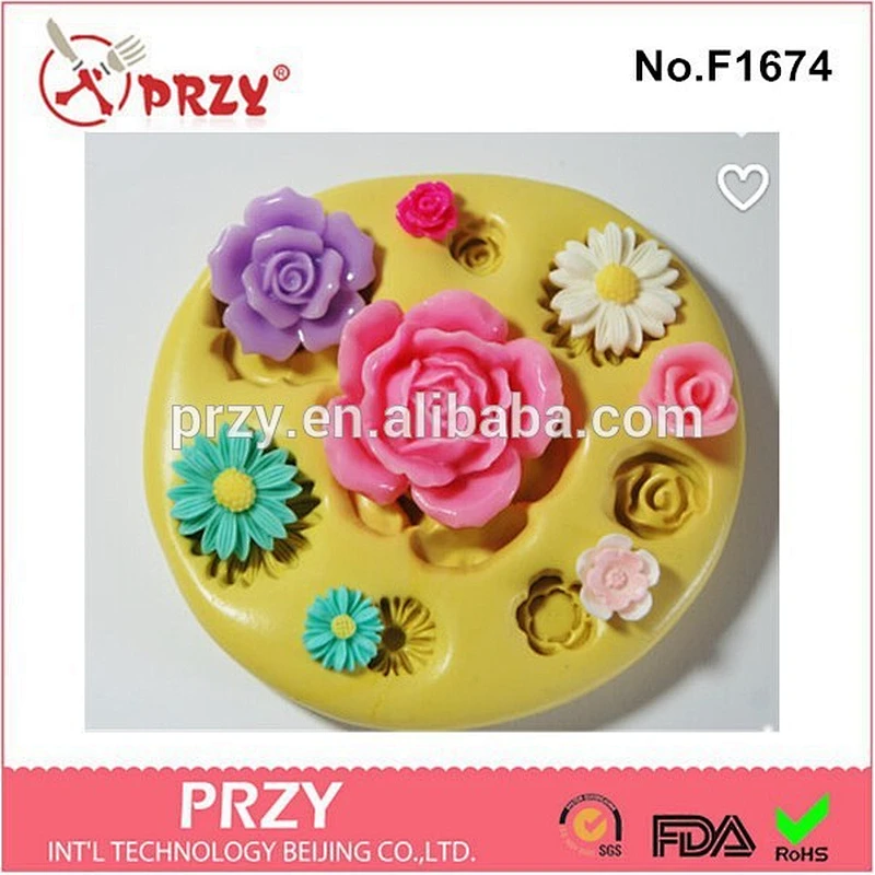 2015 hotsale Variety of 8 Flowers fondant silicone cake mold