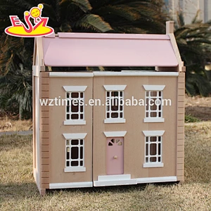 2018 high quality children wooden victorian dolls house W06A237