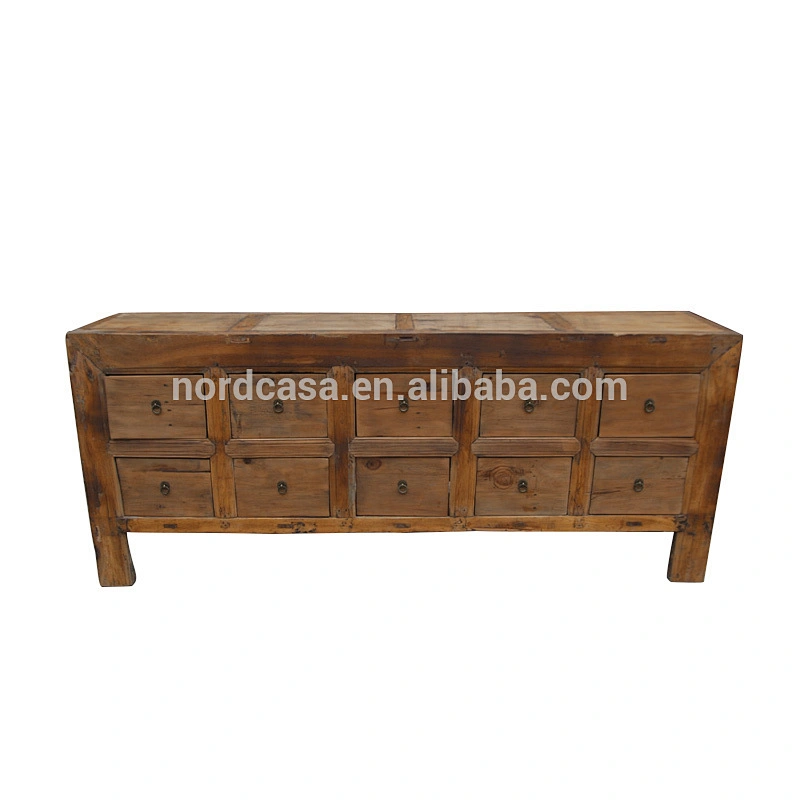 china antique provincial reclaimed wood cabinet with 10 drawers