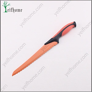 Factory supply colorful soft handle 5 pcs non-stick coating knife set