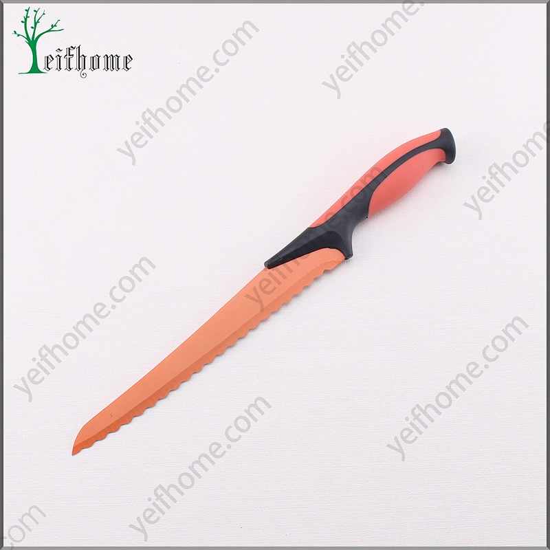Factory supply colorful soft handle 5 pcs non-stick coating knife set