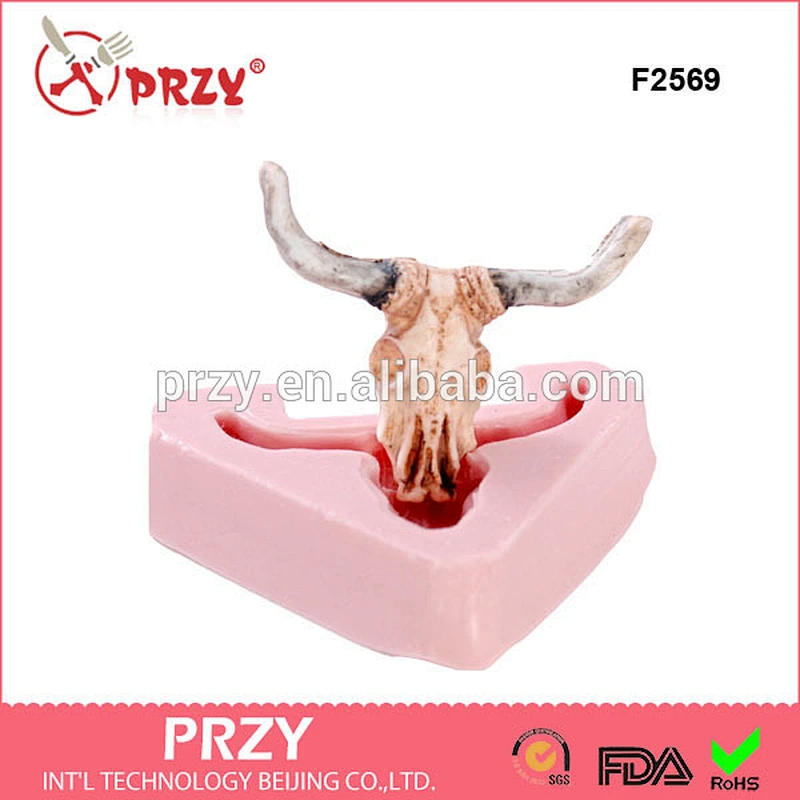 F2569 Realistic Steer Skull Flexible silicone mold Steer Skull Silicone Mold/Southwestern Cow Skull Mold