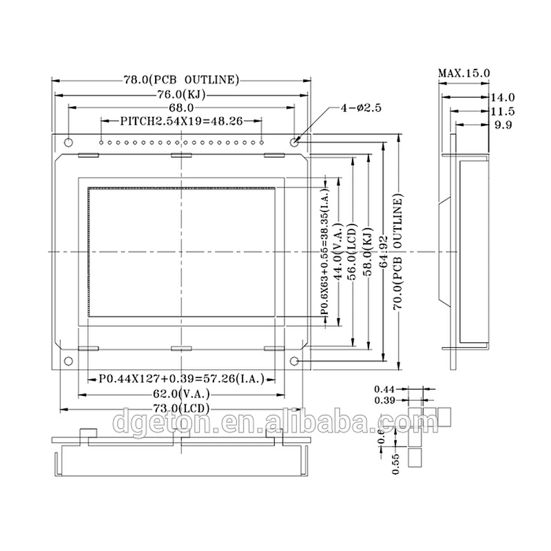12864 graphic module STN Positive transparent lcd matrix display panel