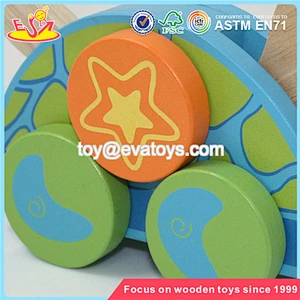 Wholesale lovely kids wooden pull turtle car toy brand new children wooden pull turtle car toy W05B061
