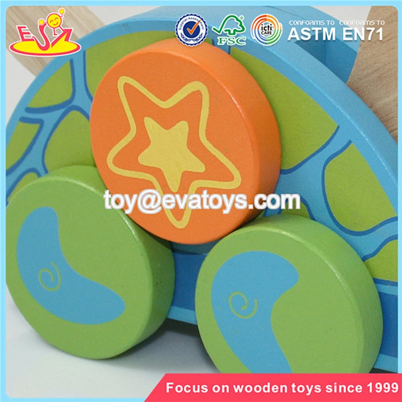 Wholesale lovely kids wooden pull turtle car toy brand new children wooden pull turtle car toy W05B061