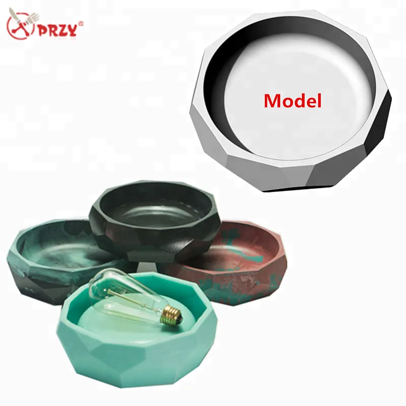 PRZY large concrete Ashtray silicone molds cement bowl mould Concrete tray office decorations Molds