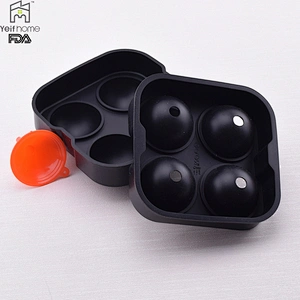 2017 Hot Selling 4 Ball Shaped Silicone Ice Cube Tray With Mini Funnel