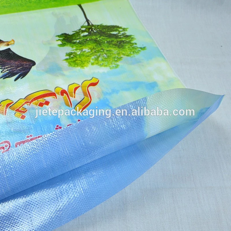 Video, laminated and color printed plastic PP woven bags and sacks for packing rice 50kg 25kg