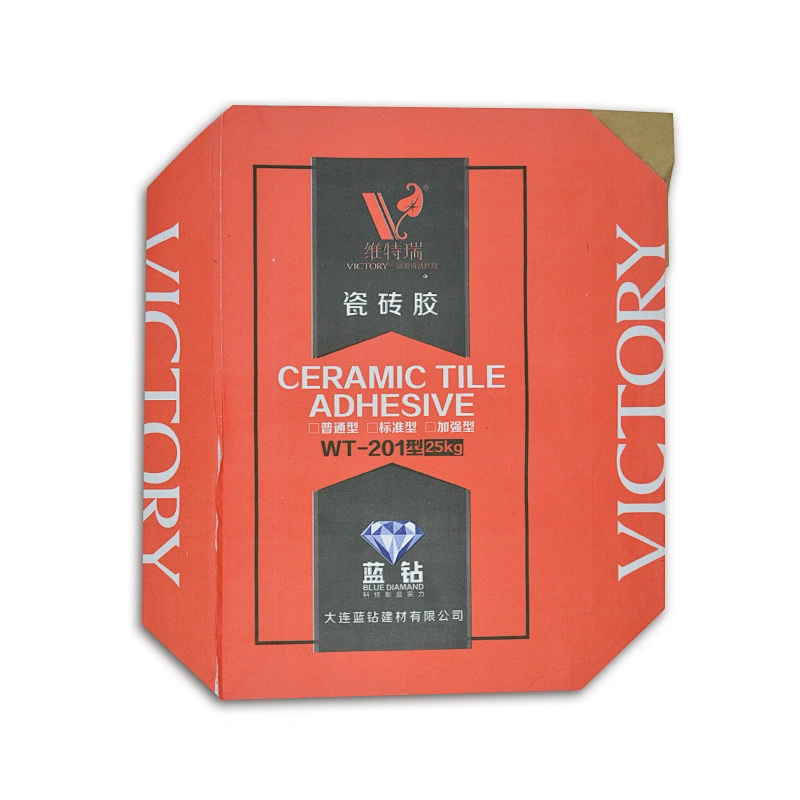 Kraft paper valve bags with block bottom for packing cement, tile adhesive, mortar