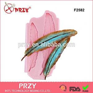 F2582 Feather Silicone Mold Creates Two Feathers - Mold is Flexible and easy to use with Fondant Chocolate Candy mold
