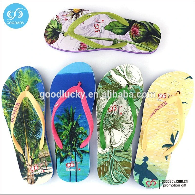 China factory customized printing eva beach flip flop shoes flip flops with logo