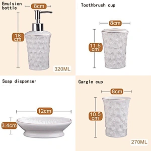 Factory Wholesale Ceramic Bathroom Set European 5pcs Household Porcelain Toilet sets Free Sample Bath Bottle