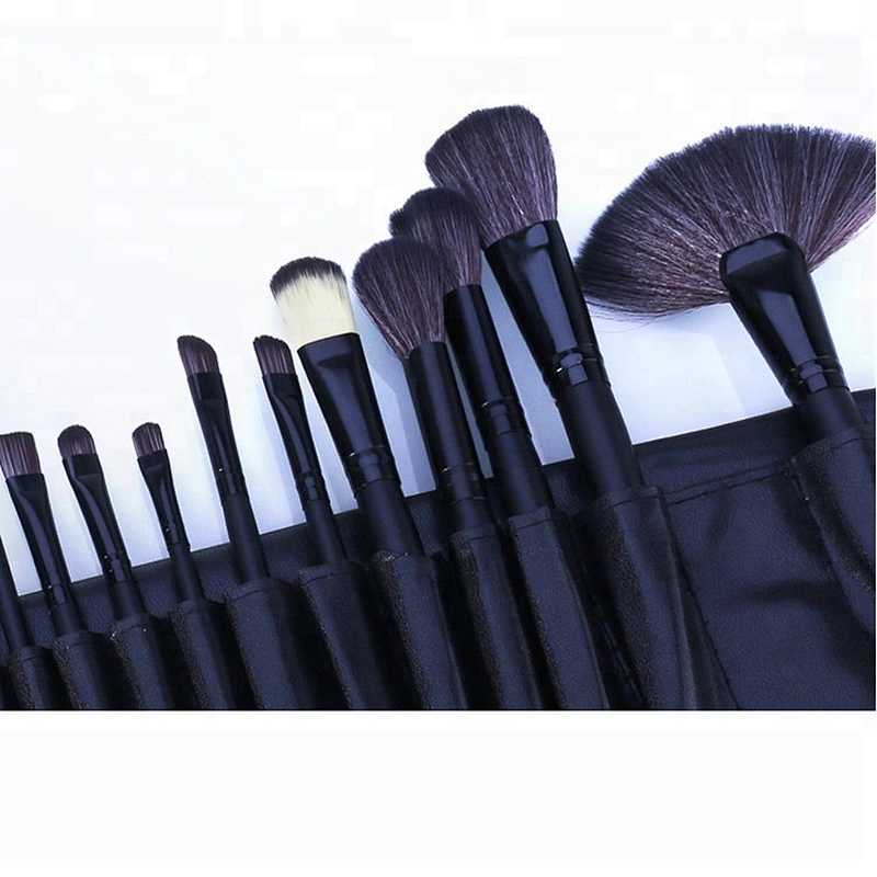 Professional 32pcs Black Makeup Brushes Set Powder Blusher Contour Cosmetic Beauty Tools with Leather Case