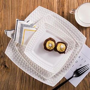 Creative Ceramic Tableware Western Dinner Plate Fruit Cake Dessert Dish Customized Logo Gifts 8 inch Gold Edge