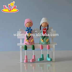 2018 New design wooden decoration doll mini wooden decoration doll lovely wooden decoration doll W02A141