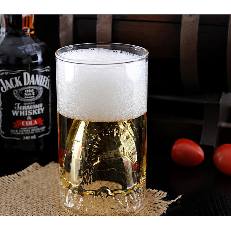 2018 Newest product 350ML double wall beer glass cup with Shark shape