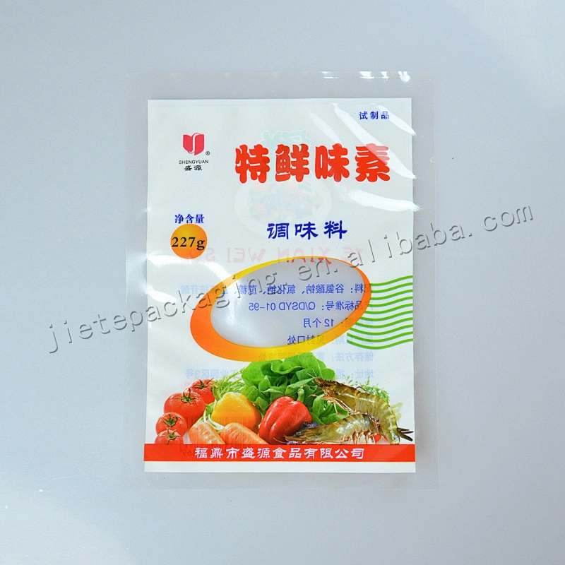 PA/PE plastic food vacuum packaging bag with foil film for snack