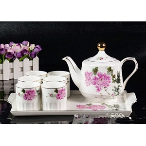 Traditional tea ware bone cup carved floral pattern cup for house
