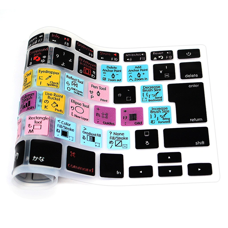 AI Functional shortcut keyboard cover Silicone Keyboard Protector For Mac Book Pro Laptop Computer for macbook pro skin 13 15