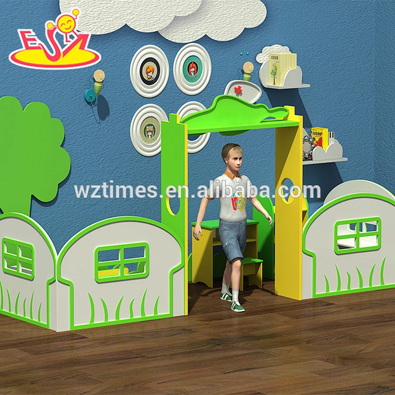 Wholesale Best design kindergarten home indoor funny wooden kids playground W08C181