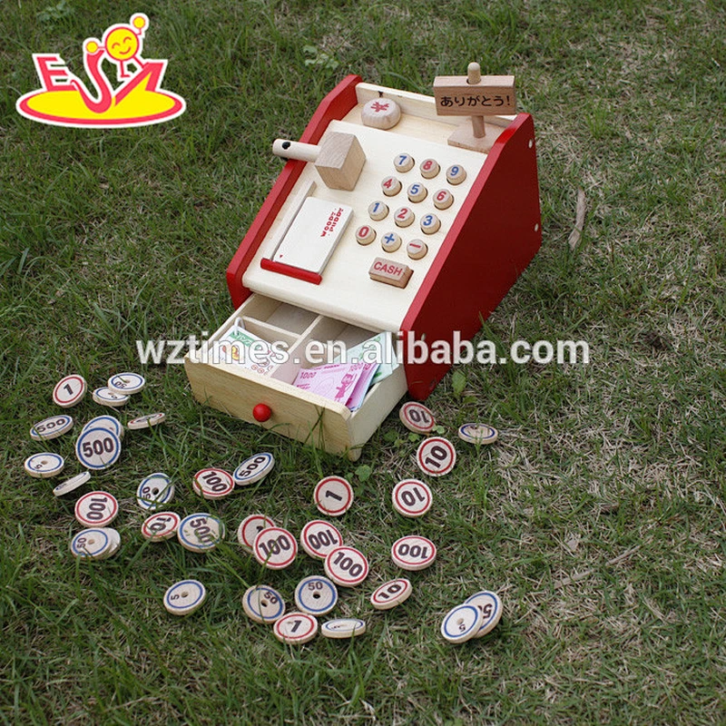 2018 new design baby wooden cash register toy,wholesale kids wooden cash register toy W10A052