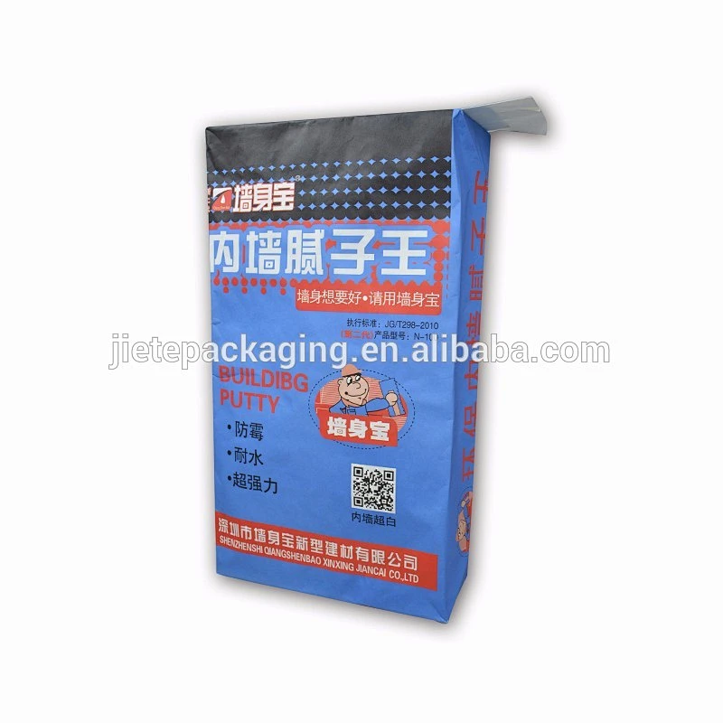 25kg printed interior building putty powder kraft paper bag with valve port