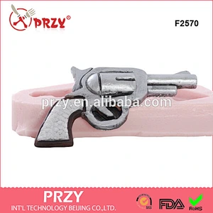 F2570 Crossed Pistols Silicone Molds /3D Pistol molds / fondant western pistol molds