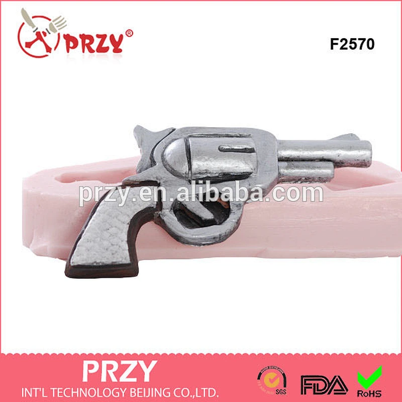 F2570 Crossed Pistols Silicone Molds /3D Pistol molds / fondant western pistol molds