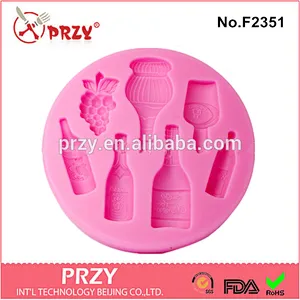 2015 f2351 fondant wine bottles shape silicone mold for cake